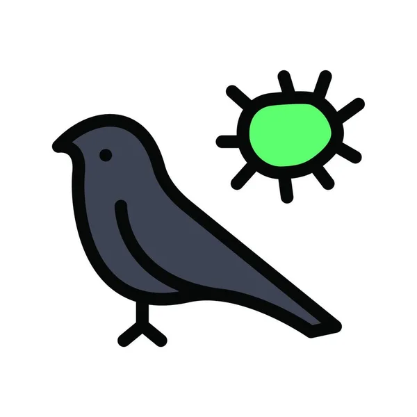 Icône Plate Oiseau Soleil Illustration Vectorielle — Image vectorielle