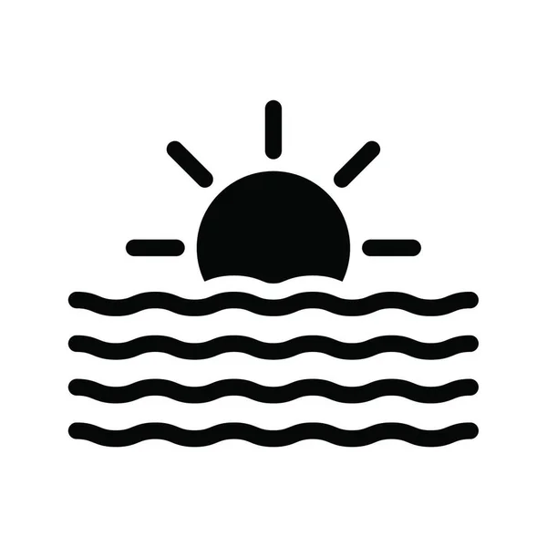 Θάλασσα Ηλιοβασίλεμα Απλή Διανυσματική Απεικόνιση — Διανυσματικό Αρχείο