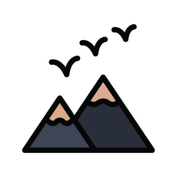 Aves Con Montañas Ilustración Vectorial Simple — Vector de stock