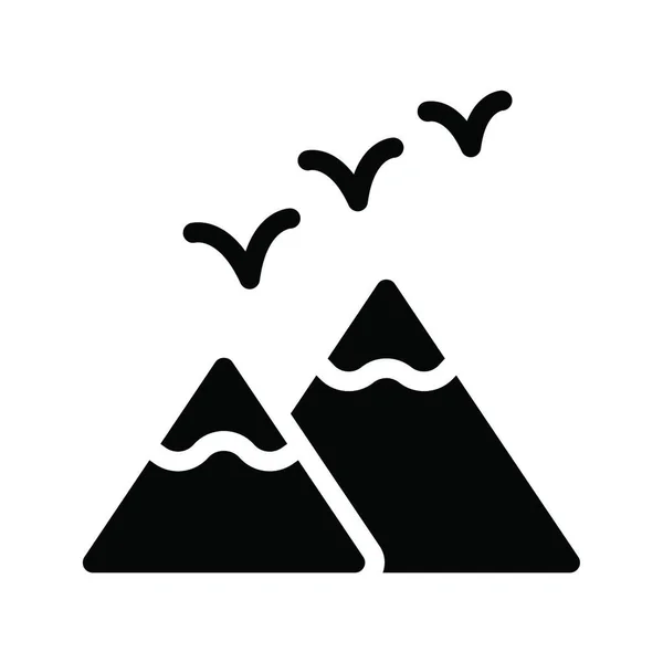 Aves Con Montañas Ilustración Vectorial Simple — Vector de stock