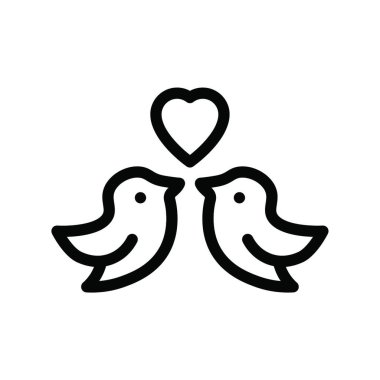 Kuşlar ikon vektör illüstrasyonunu severler