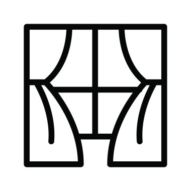 Perdeli pencere, basit vektör illüstrasyonu