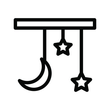 Ay ve yıldız dekorasyonu, basit vektör çizimi