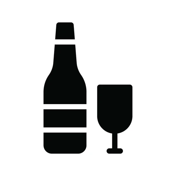 Bottiglia Vino Vetro Icona Vettoriale Illustrazione — Vettoriale Stock