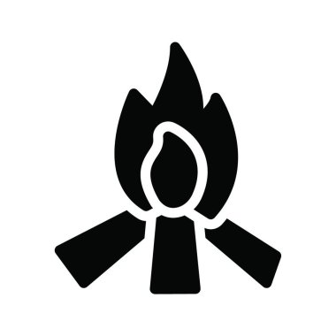 Beyaz üzerine izole edilmiş basit kamp ateşi simgesi 