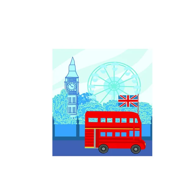 London Street Czerwonym Autobusem Big Ben — Wektor stockowy