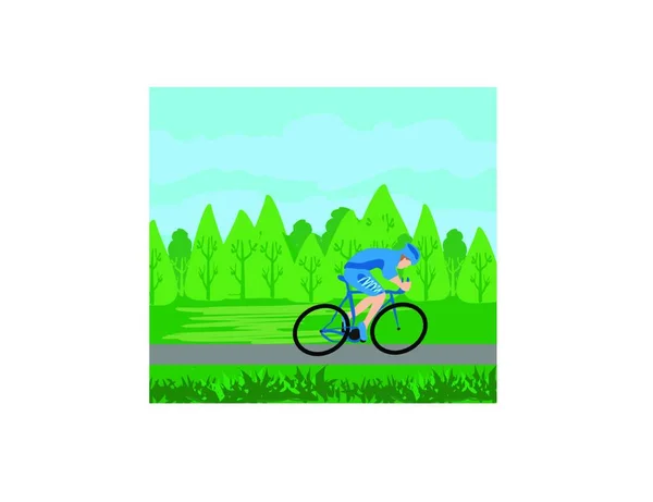 Cycling Man Training Modern Vector Illustration — Stock Vector