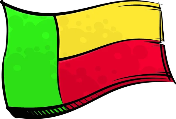 Malowana Flaga Beninu Machająca Wietrze — Wektor stockowy
