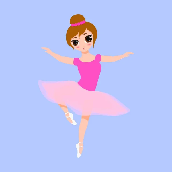 Bonito Bailarina Pequena Dançando Menina Bailarina Vestido Tutu Rosa — Vetor de Stock