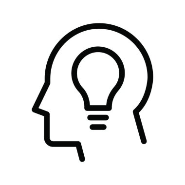 Fikir, ampul ağ ikonu vektör çizimi