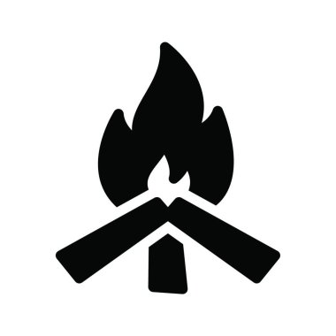 Beyaz üzerine izole edilmiş basit kamp ateşi simgesi 