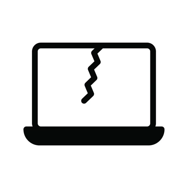 Rozbitý Laptop Web Ikona Vektor Ilustrace — Stockový vektor