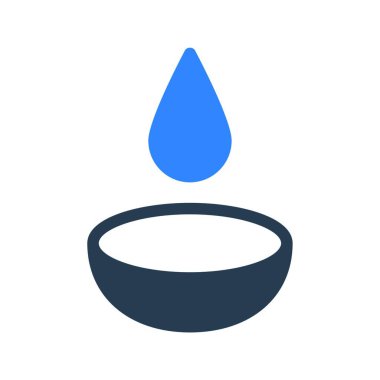 Water drop falling in bowl, vector illustration