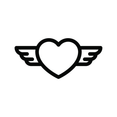 kanatlı kalp ikonu vektör çizimi