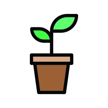 Saksı bitkisi, basit vektör çizimi