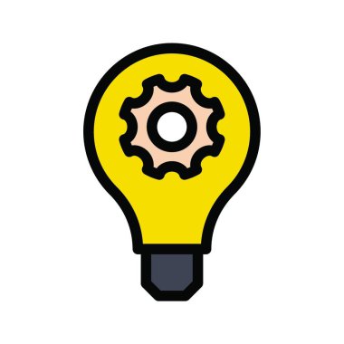 Fikir, ampul ağ ikonu vektör çizimi