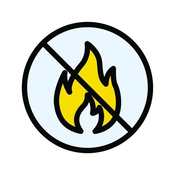 Допускается Огонь Запрещен Предупредительный Знак Костра — стоковый вектор