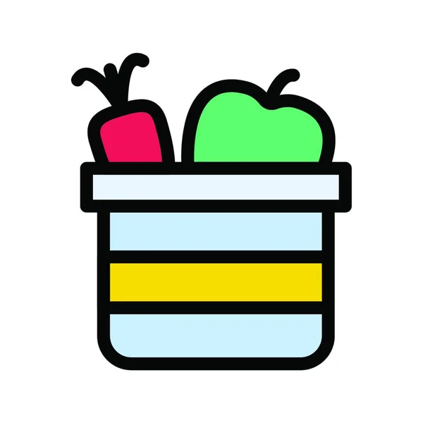 Korb Mit Lebensmittel Icon Vektor Illustration — Stockvektor