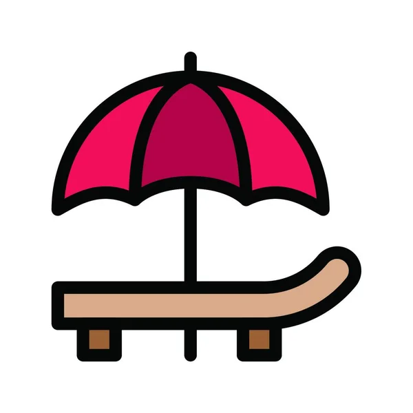 Banc Parapluie Icône Vectoriel Illustration — Image vectorielle