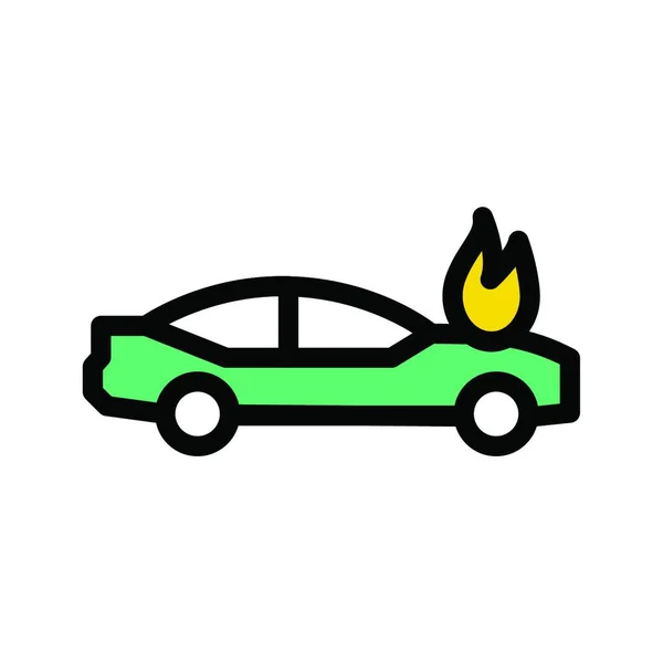 Burning Car Icon Vector Illustration — Stock Vector