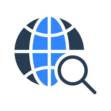 Büyüteç ağ simgesi vektör illüstrasyonu