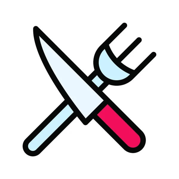 Messer Und Gabel Icon Vektor Illustration — Stockvektor