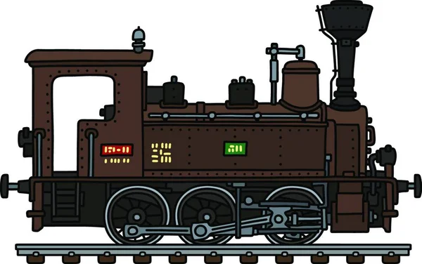 Old Brown Small Steam Locomotive — Stock vektor