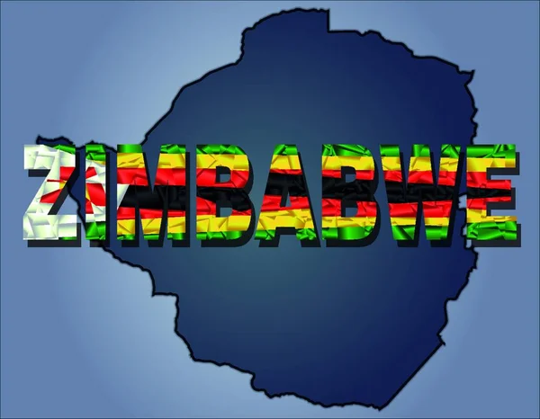Contours Territory Zimbabwe Zimbabwe Word Colors National Flag — Vettoriale Stock