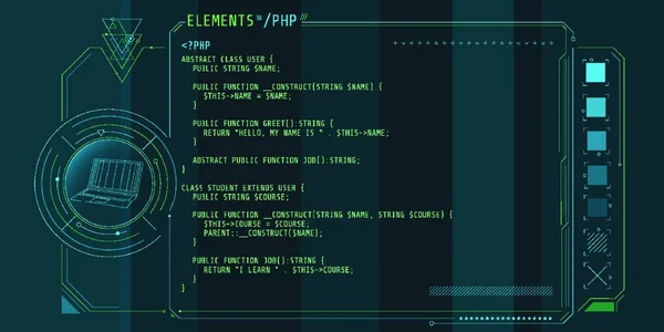 Elementos Interface Hud Com Parte Código Php — Vetor de Stock