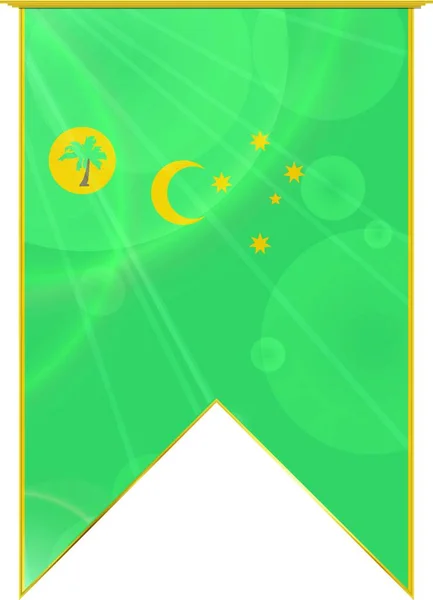 Cocos Islands Ribbon Flag Web Simple Illustration — Stock Vector