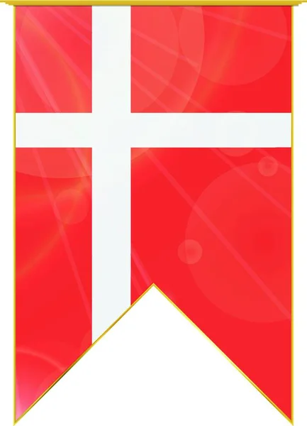 デンマークのリボン旗 ウェブシンプルなイラスト — ストックベクタ