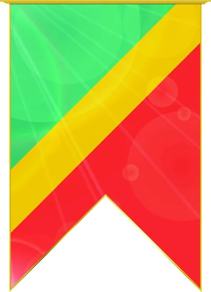 Congo Brazzaville Ribbon Flag Web Simple Illustration — Stock Vector