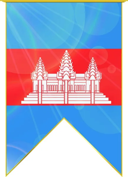 柬埔寨丝带旗 网上简单图解 — 图库矢量图片