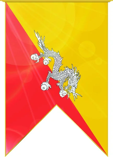 Bhutáni Szalag Zászló Web Egyszerű Illusztráció — Stock Vector
