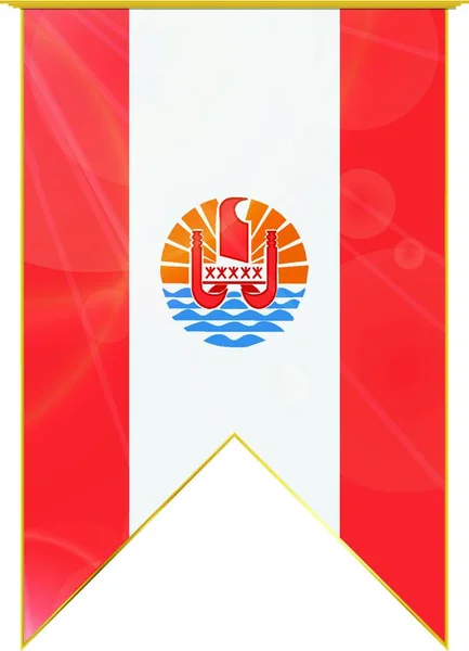 フランス領ポリネシアのリボン旗 ベクトルイラスト — ストックベクタ
