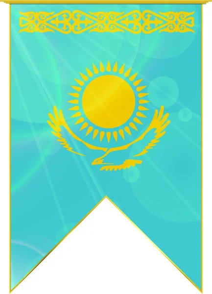 カザフスタンのリボンの旗 ウェブの簡単なイラスト — ストックベクタ