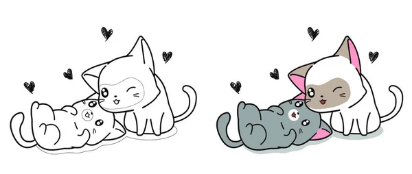 爱猫卡通人物彩绘页面 — 图库矢量图片