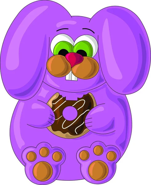 Cute Hare Donut Cartoon Style — Stock Vector