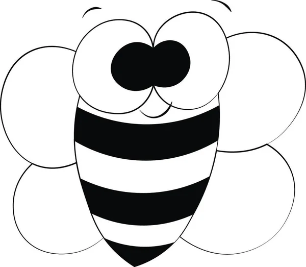 可爱的卡通蜜蜂 用黑白图标画出图解 矢量说明 — 图库矢量图片