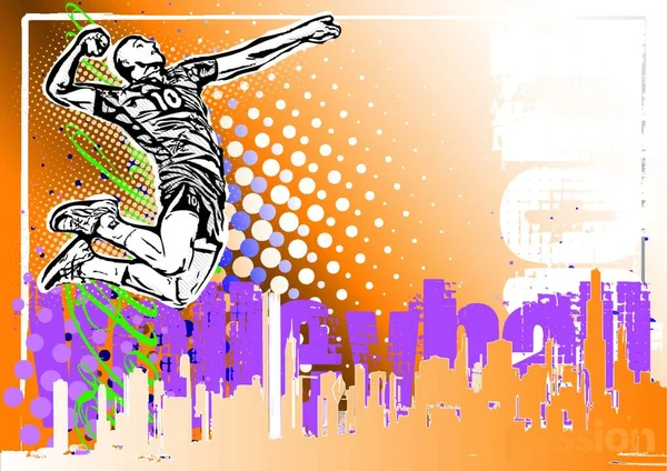 Fond Affiche Joueur Volleyball — Image vectorielle