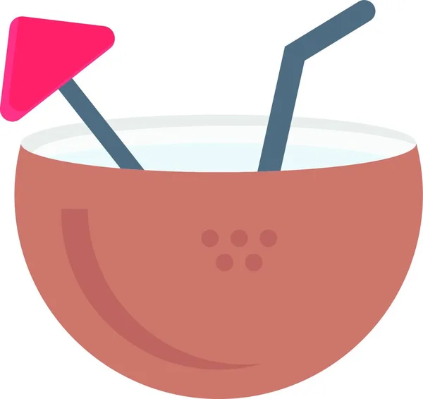 Coconut Cocktail Icon Vector Illustration — Vetor de Stock