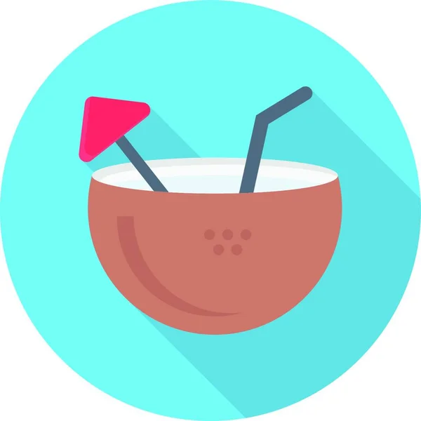 Coconut Cocktail Icon Vector Illustration — Image vectorielle
