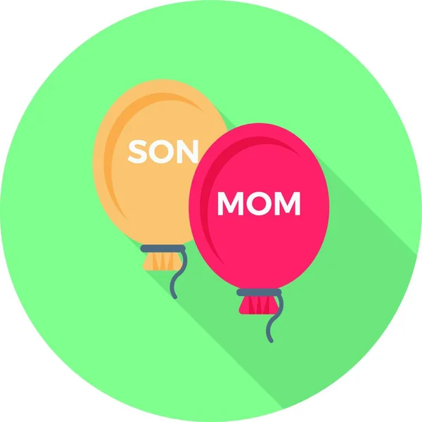 Balloons Son Mom Simple Vector Illustration — Stock Vector