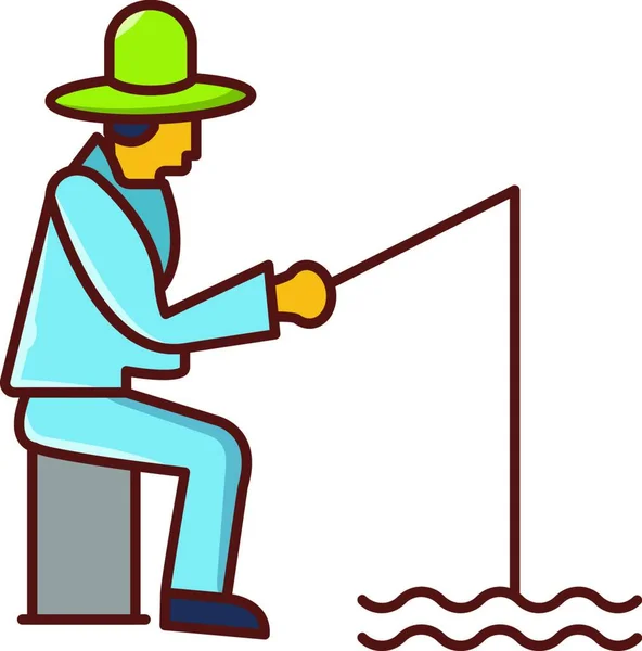 Fishing Rod Web Icon Vector Illustration — Stock Vector