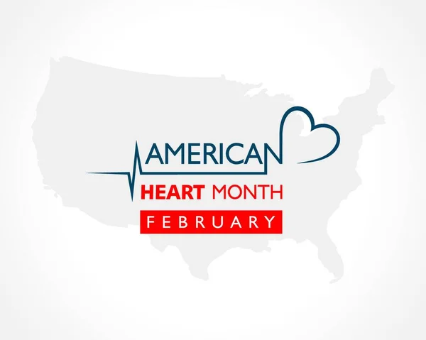 Εθνική Καρδιά Μήνα Που Παρατηρήθηκε Φεβρουάριο — Διανυσματικό Αρχείο