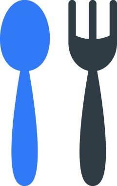 kaşık ve çatal simgesi vektör çizimi