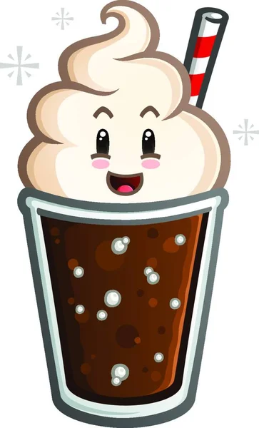 Root Beer Float Cartoon Character Mascot — Stock Vector