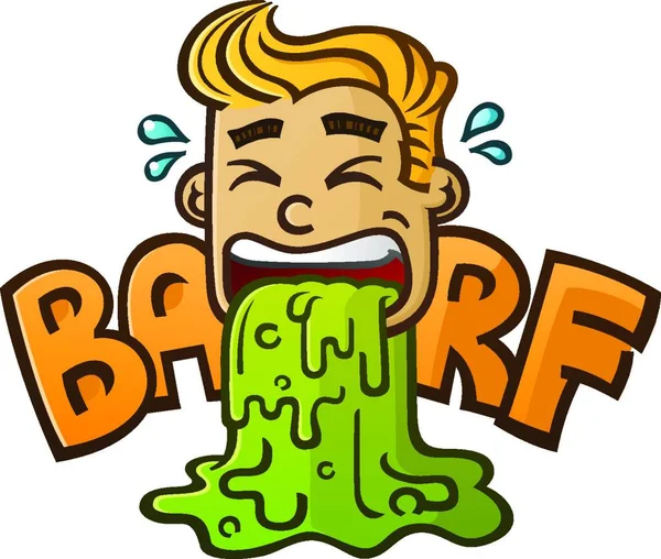 いくつかの嫌な Barf を吐い病気の漫画キャラクター — ストックベクタ