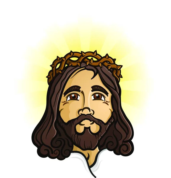 耶稣基督神圣的救主和神的儿子卡通人物 — 图库矢量图片