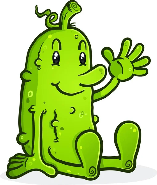 Pickle Cartoon Character Sitting Relaxing — Stock Vector